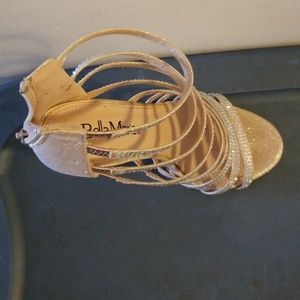 A pair of heel with sparkles.